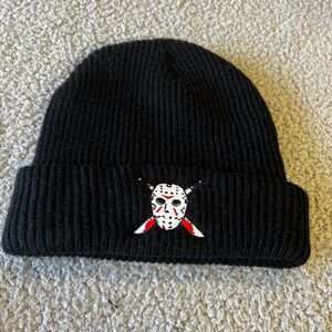 Friday the 13th Beanie Black Jason Voorhees Knit Hat Hockey Mask Killer Cap
